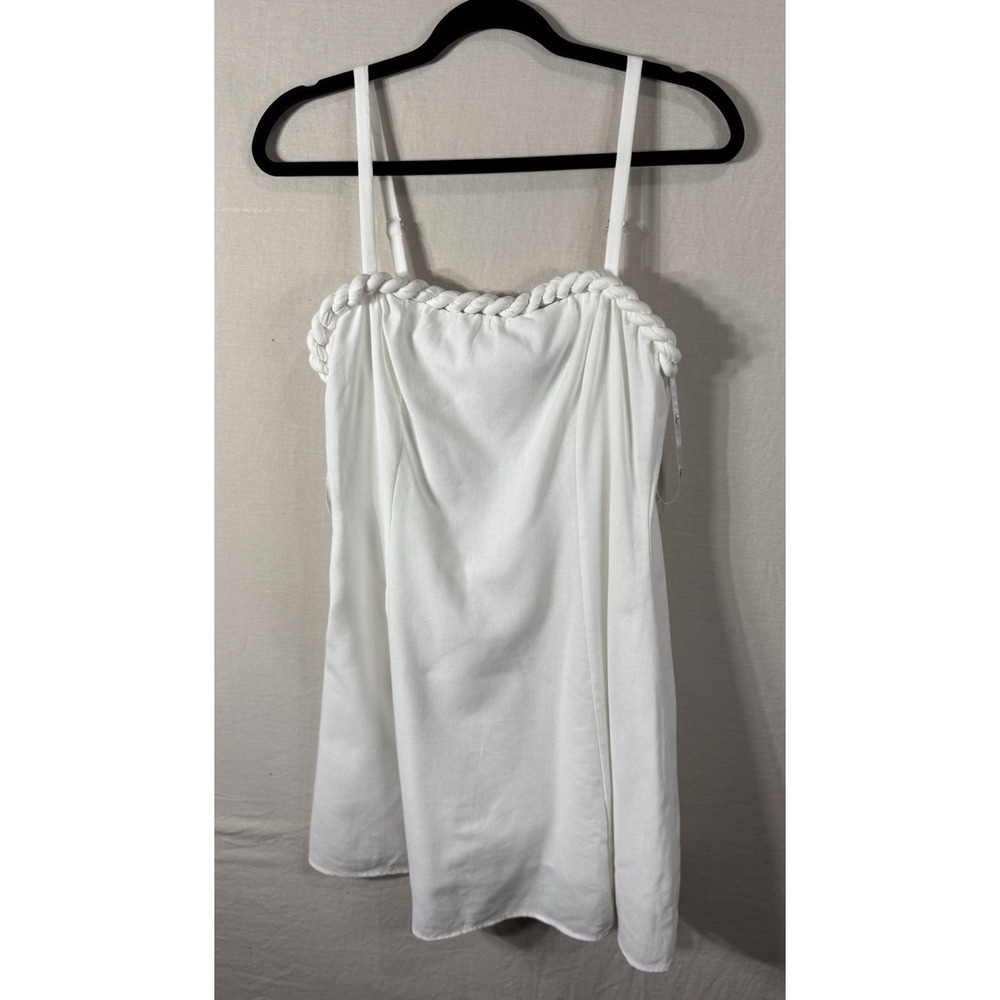 Lulus White Braided Trim Mini Dress Women's Medium Linen Blend Coastal Boho - Picture 2 of 8